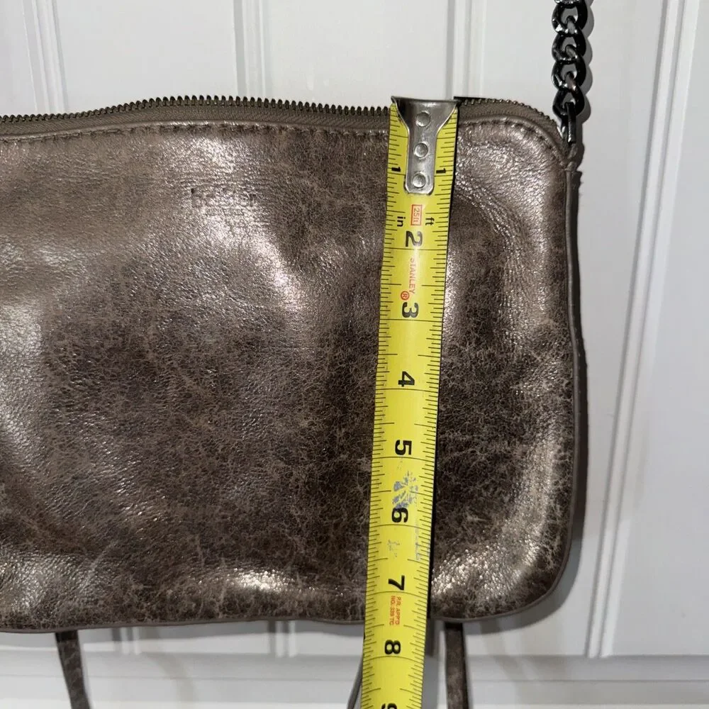 Botkier New York Crossbody Bag Logan Gunmetal Metallic Leather Chain